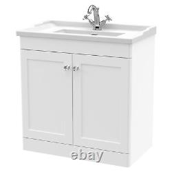 Nuie Classique Floor Standing 2-Door Vanity Unit with Traditional Basin 800mm Wi