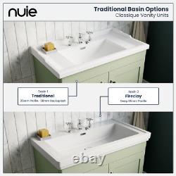 Nuie Classique Floor Standing 2-Door Vanity Unit with Traditional Basin 800mm Wi