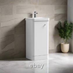 Nuie Core 400mm Floor Standing 1-Door Basin Vanity Unit Gloss White Bathroom