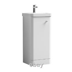 Nuie Core 400mm Floor Standing 1-Door Basin Vanity Unit Gloss White Bathroom