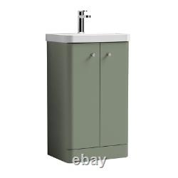 Nuie Core 500mm Floor Standing 2-Door Basin Vanity Unit Satin Green Bathroom