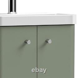 Nuie Core 500mm Floor Standing 2-Door Basin Vanity Unit Satin Green Bathroom