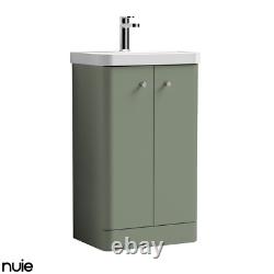 Nuie Core 500mm Floor Standing 2-Door Basin Vanity Unit Satin Green Bathroom