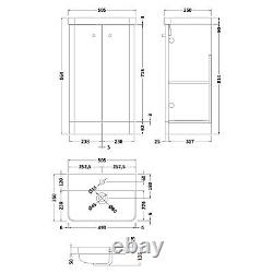 Nuie Core 500mm Floor Standing 2-Door Basin Vanity Unit Satin Green Bathroom