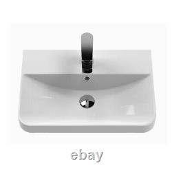 Nuie Core 500mm Wall Mounted 2-Door Basin Vanity Unit White Modern Bathroom Sink