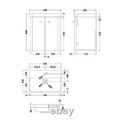 Nuie Core 500mm Wall Mounted 2-Door Basin Vanity Unit White Modern Bathroom Sink