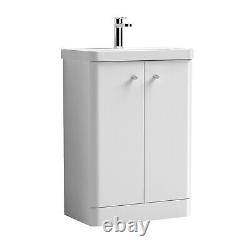 Nuie Core 600mm Floor Standing 2-Door Basin Vanity Unit Gloss White Modern Unit