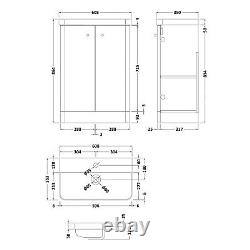 Nuie Core 600mm Floor Standing 2-Door Basin Vanity Unit Gloss White Modern Unit