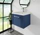 Nuie Deco 500mm Wall Hung Vanity Unit Satin Blue, Fluted Design, Modern Basin