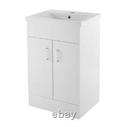 Nuie Eden Floor Standing 2-Door Vanity Unit Basin 1 Gloss White 600mm Wide