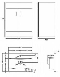 Nuie Eden Floor Standing 2-Door Vanity Unit and Basin 2 Gloss White 500mm