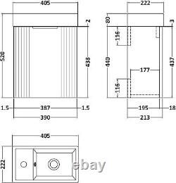 Nuie FLT390 Deco Modern Bathroom Wall Hung Vanity Unit with Basin NO TAP