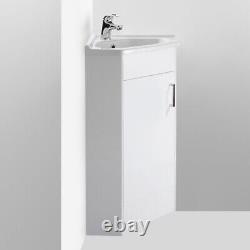 Nuie Mayford Floor Mounted Corner Vanity Unit & Basin 550mm Gloss White Sink
