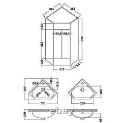 Nuie Mayford Floor Mounted Corner Vanity Unit with Basin 550mm Gloss White