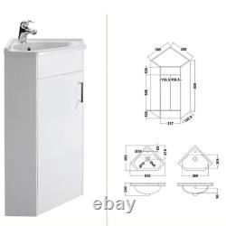 Nuie Mayford Floor Mounted Corner Vanity Unit with Basin 550mm Gloss White