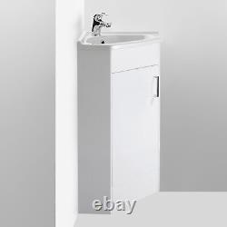 Nuie Mayford Floor Mounted Corner Vanity Unit with Basin 550mm Gloss White