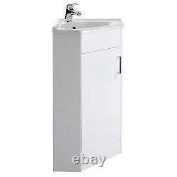 Nuie Mayford Floor Mounted Corner Vanity Unit with Basin 550mm Gloss White