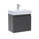 Nuie Merit Slimline 500mm Gloss Grey Wall Hung 1-door Basin Vanity Unit Modern