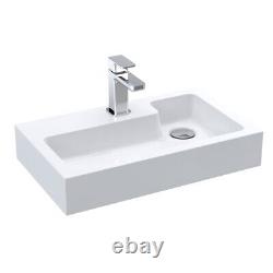 Nuie Merit Slimline 500mm Gloss Grey Wall Hung 1-Door Basin Vanity Unit Modern