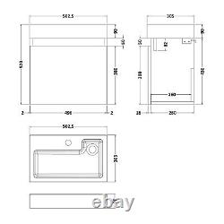 Nuie Merit Slimline 500mm Gloss Grey Wall Hung 1-Door Basin Vanity Unit Modern