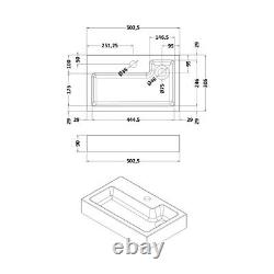 Nuie Merit Slimline 500mm Gloss Grey Wall Hung 1-Door Basin Vanity Unit Modern