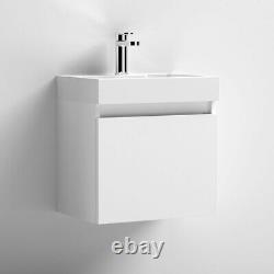 Nuie Merit Wall Hung 1-Door Vanity Unit with L-Shaped Basin 500mm Gloss White