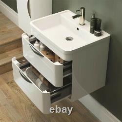 Nuie Parade Wall Hung 2-Drawer Vanity Unit with Polymarble Basin 800mm Wide Gl