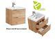 Oak Bathroom 60cm 600mm Vanity Unit Basin Sink Wall Hung Drawers Cabinet Capri