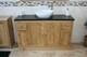 Oak Bathroom Vanity Unit 123cm Wide With Black Quartz Top & Ceramic Basin Set