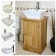 Oak Vanity Unit Cabinet Cloakroom Bathroom Wash Stand With Basin Sink & Tap 309