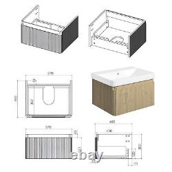 Oak Vanity Unit Sink Bathroom Cabinetry Ribbed Textured Wall Hung Textura- sizes