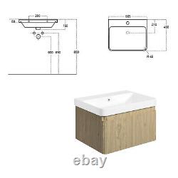 Oak Vanity Unit Sink Bathroom Cabinetry Ribbed Textured Wall Hung Textura- sizes