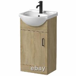 Oak Wood Freestanding Cloakroom Vanity Unit with Basin 450mm Modern Bathroom