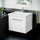 Omile Wall Hung Bathroom Ceramic Basin Sink Vanity White Unit Cabinet 500 Mm