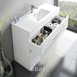 Orchard Derwent white floorstanding vanity unit and ceramic basin 1000mm