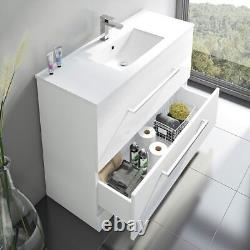 Orchard Derwent white floorstanding vanity unit and ceramic basin 1000mm