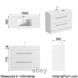 Orchard Derwent white floorstanding vanity unit and ceramic basin 1000mm