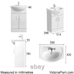 Orchard Eden white floorstanding vanity unit and ceramic basin 550mm