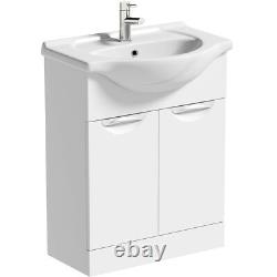 Orchard Elsdon white floorstanding vanity unit and ceramic basin 650mm