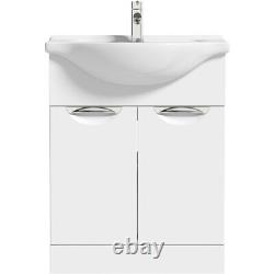 Orchard Elsdon white floorstanding vanity unit and ceramic basin 650mm