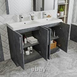 Orchard Kemp riven grey floorstanding double vanity unit and basin 1200mm