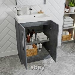 Orchard Kemp riven grey floorstanding vanity unit and basin 600mm