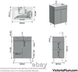 Orchard Thames satin grey floorstanding vanity unit and ceramic basin 600mm