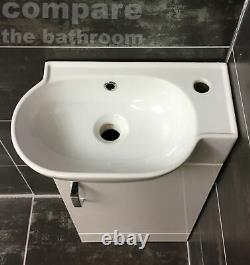 Pacific Cloakroom Slimline Basin Sink Vanity Unit + Toilet Set Suite 450mm White