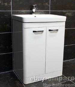 Pacific Curved Bathroom Vanity Sink Units Ceramic Basin White 500mm 600mm