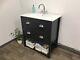 Painted Vanity Unit. 80cm Bathroom Washstand Cabinet With Ceramic Basin Black