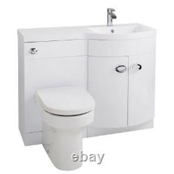 Pebble D Shaped 1100mm Left Right Bathroom Basin Vanity Curved Combination Unit