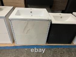 Perla 600mm Wall Hung Vanity Unit Marble with Basin