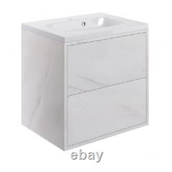 Perla 600mm Wall Hung Vanity Unit Marble with Basin