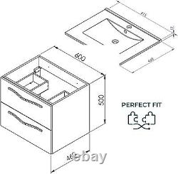 Pilar Bathroom Vanity Unit Basin Ceramic Sink Wall-Mounted Cabinet 600-800 mm